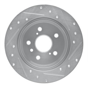 Lexus ES350 Brake Rotor (1) - Rear Left - R1 Concepts - Drilled & Slotted - Silver - `07-`12